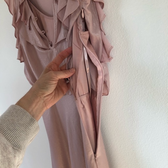 Antonio Milani shimmering pink midi faux wrap dress size 2 - Picture 3 of 8